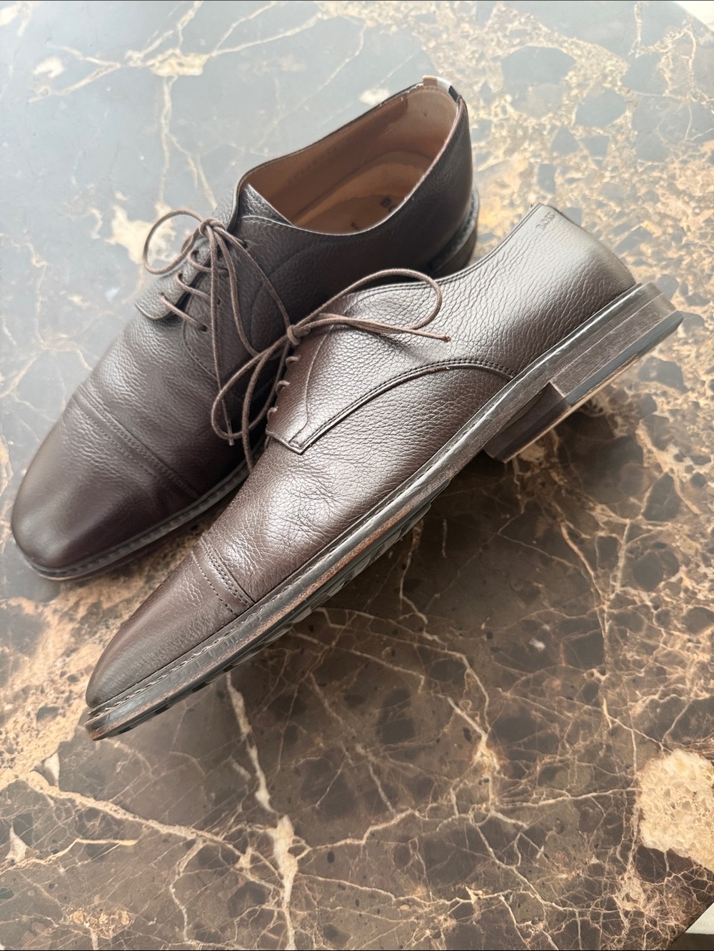 Boss Brown Leather Lace-Up Derby Shoes Sz. 8